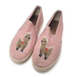Soludos Llama canvas slip on sneakers pink and brown size 9